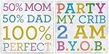 Nursery Decor Baby Sign Set of 2 - Party My Crib & 100% Perfect Baby 4 Wall Plaques [並行輸入品]