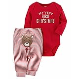 カーターズ carter's 男女兼用MY VERY FIRST CHRISTMAS長袖ボディースーツxトナカイさんパンツ上下2点セット (18months(78-83cm)) [並行輸入品]
