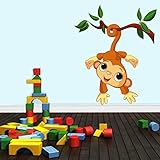 Decals Design Stickerskart Wall Stickers Adorable Baby Monkey Swinging (Wall Covering Area: 65cm x 7