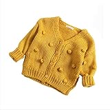 ZooArts ベビー服 ニット セーター 女の子 男の子 カーディガン ジャケット 秋冬 かわいい 無地 Vネック トップス 長袖 前開き ゆったり ファッション おしゃれ 柔らかい 1-3歳 3色