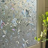 Mysj ガラスフィルム 窓用フィルム 浴室目隠フィルム 断熱/紫外線カット プライバシーガラスフィルム 無接着剤 再利用可能 アップグレード版 DIY (45*100cm)