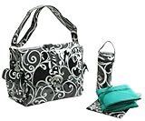Surf Laminated Diaper Bag (Black/White) (11"H x 6"W x 14"D) by Kalencom by Kalencom [並行輸入品]