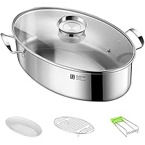 AMC社製　オーバルロースター(深い)高級ステンレス製鍋 すき焼き鍋 ステンレス製 [IH・ガス] 浅30~深39cm 全8サイズ