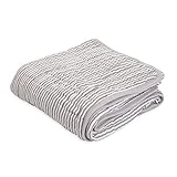 Little Unicorn Cotton Muslin Blanket Quilt - Grey Stripe by Little Unicorn
