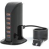VHBW USB コンセント 50W USB充電器 6ポート 10A 出力自動判別機能 タワー式 150CM PSE認証