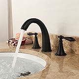 Beelee Deck Mounted Three Holes Double Handles Widespread Bathroom Sink Faucet, Oil Rubbed Bronze [並