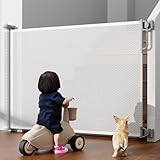 MEICHEPRO ベビーゲート ロール式 ペットゲート ベビーフェンス ベビーガード 最大幅140cm 巻き取り 安全ゲート グレー (ホワイト, 最大幅140cm) (ホワイト, 最大幅140cm)