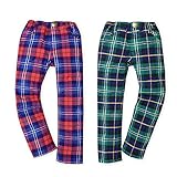 (グリーン/95cm)ベビー服 女の子 ロング パンツ Moujonjon ムージョンジョン ボトム スキニー 先染めチェック柄 パウダーストレッチ ウエストゴム 女児 ベビー