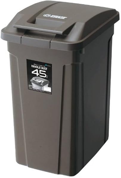 アスベル ゴミ箱 屋外 ベランダ 45L フタ付き 外置き しっかりロック 日本製 カラス対策 ブラウン 開閉簡単 幅31.5×奥行42.3×高さ61.8cm SPハンドル付ダストボックス A6726 ASVEL - 1