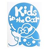 ブルー（青） Kids in the car〈女の子 〉ステッカー 窓ガラス シール 車の後ろ キッズ イン ザ カー ※吸盤・マグネットタイプではありま...