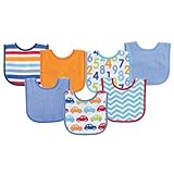 Luvable Friends Print Drooler Bib, Blue Cars, 7 Count by Luvable Friends [並行輸入品]
