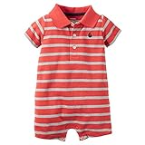カーターズ Carter's ロンパース ポロ 半袖 綿100% Striped Pique Polo Romper 6M (61-67cm) [並行輸入品]