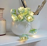 20 ledフェイクフラワーロマンチックな文字列のライト、バッテリーは、パーティー、ウェディング、屋内、庭園の装飾の女の子の部屋のドレッシングテーブルミラー装飾