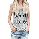 レディースビーチ夏印刷文字CropトップスベストTeeノースリーブタンクトップTシャツ L グレイ