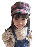 (ビグッド)Bigood 暖かい 子供用 ベレー帽 チェック柄 ハンチング帽 キッズ 女の子 キャップ ハット キャスケット アウトドア 通学 カジュアル（レッド）
