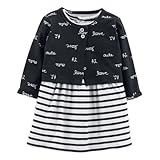 カーターズ Carter's 女の子用黒x白ボーダーワンピースx黒cute & loveカーディガン2点セット (9months(67-72cm)) [並行輸入品]