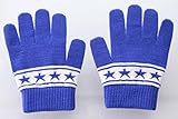 汚れが付きにくい！撥水加工キッズのびのび手袋　スターボーダー柄 ブルー