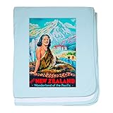 CafePress – ニュージーランド旅行ポスター2 Baby Blanket – スーパーソフトベビー毛布、新生児おくるみ 標準 ブルー 663170297-0-98-0