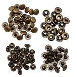KUKU工房 バネホック ホック ボタン レザークラフト ハンドメイド 50組セット (8mm, アンティークゴールド)