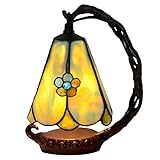 bieye 6-inchティファニースタイルStained Glass Small Bellテーブルランプwithメタルベース ブルー L10543