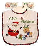 Holiday Tender Kisses Infant Embroidered Bib ~赤ちゃんの1stクリスマス~ホワイト