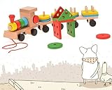 Cibo Wooden Toys Stacking Train Geometric Stacker建物ブロック教育おもちゃfor Toddlersキッズ子供