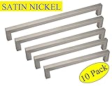 ステンレススチールSquare Pullsキッチンの引き出し家具ハンドルサテンニッケル、ドレスPulls 10個、cl-355bsn Hole Center:8-3/4:in(224mm) シルバー 