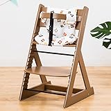 【人気ベビーチェア 笑顔のマジカルチェアー＋専用クッション (お得2点セット)】 木製椅子 安心強度の三角形ベース 高さ調節可能 ふかふかクッションセット (チェア：ブラウン色 クッション：花柄ブラウ