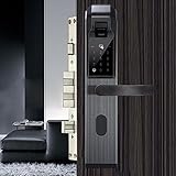 SunniMix 全4色選べる　電子　スマート　ドアロック　指紋認証　ドアロック　防水 - ブラック