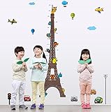 【ufengke】漫画、動物、エッフェル塔の身長チャートのデカール　子供の部屋と保育園の取り外し可能な壁のステッカー 　 壁画