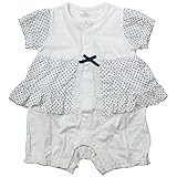 《初夏盛夏対応》(日本製) Pample Mousse(パンプルムース) ジャガード天竺&ドット柄半袖カバーオール 60cm /OW NO.DP-72507