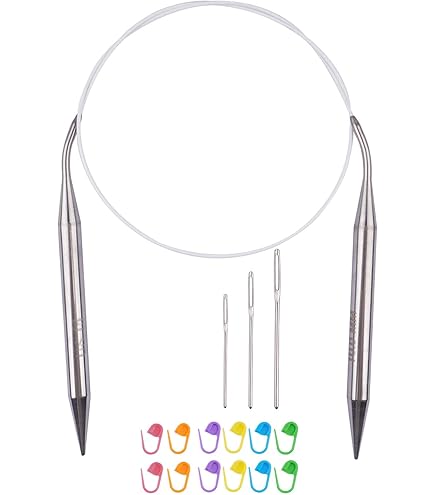 ChiaoGoo Knitting Needles Straight 7 inch (18cm) Bamboo Dark Patina Size US 4 (3.5mm) 1007-4 with Stitch Holder