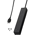 Elecom ECT-23325BK Power Strip, USB 6.5 ft (2.5 m), 3 Outlets, 2 USB-A Ports, USB-C 1 Port, Lightning Guard, Includes Hanging