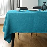 SEASHORE TREE テーブルクロス リネン調 140x240cm 防水 撥水 厚手 無地 おしゃれ 食卓用 北欧 シンプル 丸洗い可 お手入れ簡単 家庭用 耐熱 長方形 - ブルー