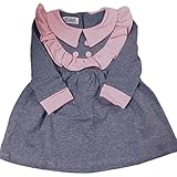 HONEY BLOSSOM キッズ & ベビー ソフト ドレス 【 フリル 襟 ふんわり ワンピース 】 紺色 グレー 柔らか 可愛い 女の子 お出掛け フォーマル 子供服 m221 gray 100