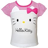 2016年 夏物 HELLO KITTY ハローキティ 天竺 ギンガムチェック切替 フェイス柄 半袖Ｔシャツ ピンク◇95cm