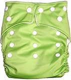 Bamboo CUTE SOLID Pocket Snaps Cloth Diaper/ Nappy with Hip Snaps with 2 Inserts - One Size - GREEN 
