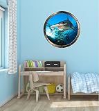 24 "舷窓出荷ウィンドウOcean Sea View Hammerhead Shark # 1 Pewterラウンド壁グラフィックKidsデカール赤ちゃん部屋ステッカーホームアート飾りMedium