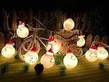 SILIVN クリスマスツリー 飾り スノーマン LED ライト 1.6m 電池式 可愛いミニ雪だるまオーナメント サンタさん LED ストリングライト クリスマス 正月 パーティー 防水 電飾 飾り