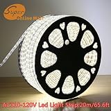 SuperonlineMall AC 110-120V Flexible Waterproof LED Strip Lights 20m/65.6ft - White [並行輸入品]