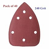 MOHOO ミニデルタサンダー用サンドペーパー マウスサンディングシート黒とデッカー マウスパームサンダーサンドペーパー 140mm×100mm 5開口 #60/#80/#120/#240 40枚入 