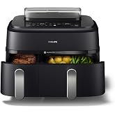 Philips Air Fryer 5000 Series Dual Basket with Steam, 9L | 9L Capacity Airfryer - Sync Cooking Function, Up to 90% Less Fat, 