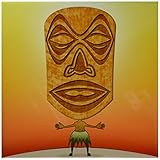 Perkins Designs文字 – Voodoo Tiki Head voodoo villager with tribalマスクStanding in Tropical環境 – タイル 8-In