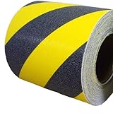 50mm X 3 Metres, Black & Yellow Hazard High Grip Anti Slip Tape Adhesive Backed