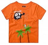 Plus Nao(プラスナオ) 半袖 Tシャツ プリントTシャツ カットソー トップス 夏 子供服 男の子 男児 キッズ KIDS ヘリコプター スーパーカー 9316オレンジ 130