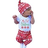Ochine　幼児　新生児　ロンパース＋パンツ＋帽子　クリスマス　ベビー服　綿　カバーオール　男女兼用　出産祝い　クリスマスプレゼント　0-18月設定