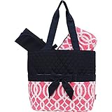 Beautiful Vine Geometric Print Quilted 3pc set Diaper Bag by NGIL [並行輸入品]