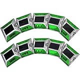 iimono117　ソーラー充電式　LED道路鋲/センターライン 駐車場 縁石 反射板 視線誘導 (10, 緑)