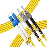 NewYork Cables™ 3M OS2 LC to ST ファイバーパッチケーブル | シングルモードデュプレックスコーニング 9/125 STからLCジャンパーコード | 高速LC ST光ファイバーSMF 3メートル(10フィート) | ST-LC シングルモードネットワークケーブル (イエロー)