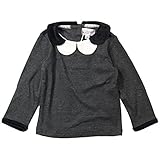 《春秋冬対応》SCHNEE(スネー) フライス天竺衿ベロアロンT 110cm /チャコール NO.F-661155